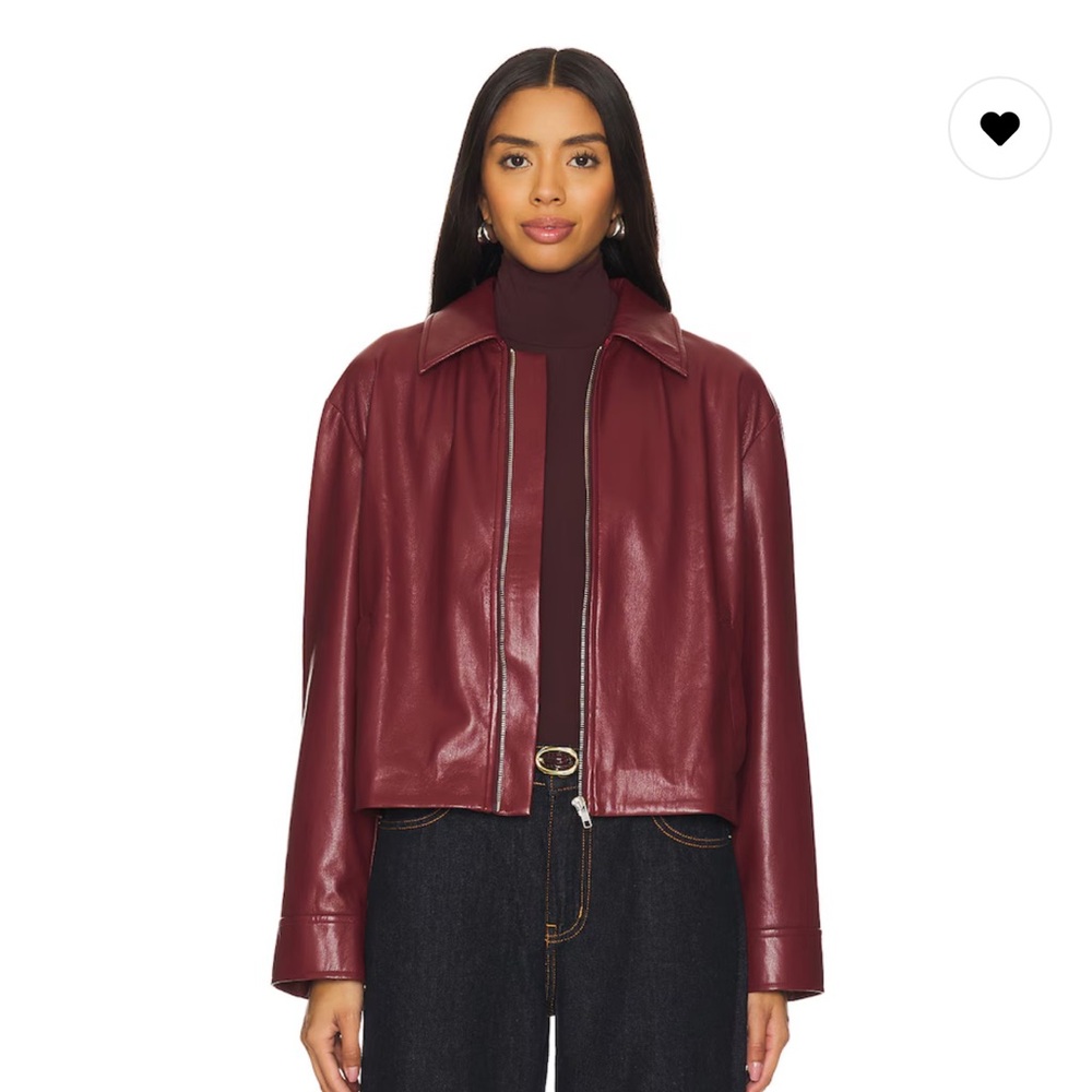 REVOLVE Rapha Faux Leather Jacket in Burgundy House of Harlow 1960 XXS